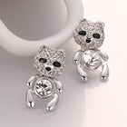 Rose Gold Platinum Plated Black Earrings AAA Zirconia Push Back Bear .44" L320