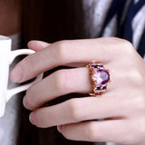 Rose Gold Plated Fashion Ring Purple AAA Zirconia Women B250