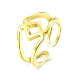 Rose Gold Platinum Plated Fashion Ring Women Open Double Line B475