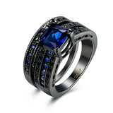 Gold Plated Black Gunmetal P Fashion Set Ring  AAA Zirconia Women B344