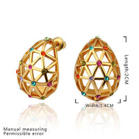 Rose Gold Platinum Plated  Earrings Stud AAA Zirconia Push Back .56" L312