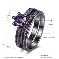 Gold Plated Black Gunmetal P Fashion Set Ring AAA Zirconia Women  B318