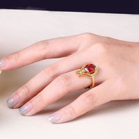 Rose Gold Platinum  Plated Fashion Ring Red AAA Zirconia Women B255