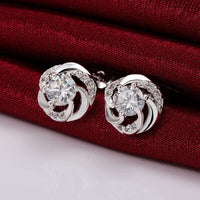 Sterling Silver Drop Dangle Stud Earrings  Zirconia L55