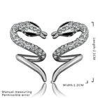 Rose Gold Platinum Plated  Earrings Stud AAA Zirconia Push Back Snake .48" L313
