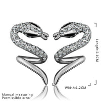 Rose Gold Platinum Plated  Earrings Stud AAA Zirconia Push Back Snake .48" L313