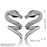 Rose Gold Platinum Plated  Earrings Stud AAA Zirconia Push Back Snake .48" L313