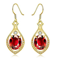 Rose Gold Platinum Plated Red Earrings AAA Zirconia Fish Hook .52" L232