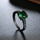 Gold Plated Black Gunmetal  P Fashion Ring AAA Zirconia Women B315