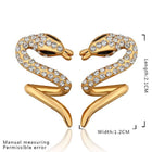 Rose Gold Platinum Plated  Earrings Stud AAA Zirconia Push Back Snake .48" L313