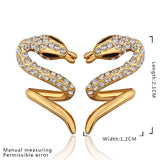 Rose Gold Platinum Plated  Earrings Stud AAA Zirconia Push Back Snake .48" L313