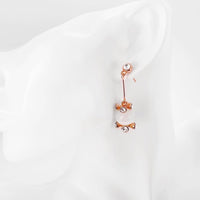 Rose Gold Plated Earrings Drop Dangle AAA Zirconia Push Back .56" L266