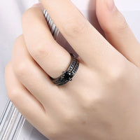 Gold Plated Black Gunmetal P Fashion Set Ring AAA Zirconia Women  B318