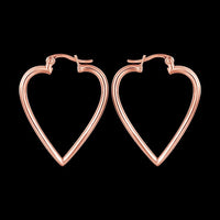 Rose Gold Plated Earrings Hoop Hinged Hoop Hearts 1" L270