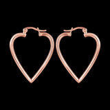 Rose Gold Plated Earrings Hoop Hinged Hoop Hearts 1" L270