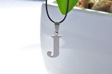 Stainless Steel Leather Necklace Pendant Lover Letter Initial Alphabet