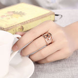 Rose Gold Platinum Plated Fashion Ring Women Open Double Line B476