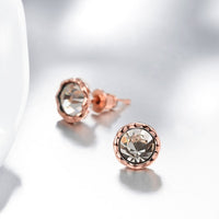 Rose Gold Plated Earrings Stud Czech Drill AAA Zirconia Push Back .34 L172