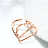 Rose Gold Plated Earrings Hoop Hinged Hoop Hearts 1" L270