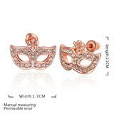 Rose Gold Plated Earrings Zirconia Push Back Mask .68" L257