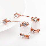 Rose Gold Plated Earrings Drop Dangle AAA Zirconia Push Back .56" L266