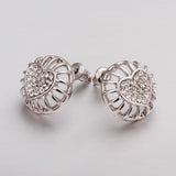 Rose Gold Platinum Plated Earrings Stud AAA Zirconia Push Back Heart .56" L272