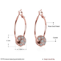 Rose Gold Platinum Plated  Earrings Drop Dangle AAA Zirconia French Clip.4" L242