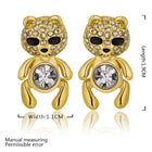 Rose Gold Platinum Plated Black Earrings AAA Zirconia Push Back Bear .44" L320