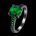 Gold Plated Black Gunmetal  P Fashion Ring AAA Zirconia Women B315