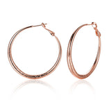 Rose Gold Platinum Plated  Earrings Hoop French Clip  1.64" L238