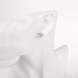 Rose Gold Plated Earrings Stud AAA Zirconia Push Back Hearts .44" L269