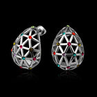 Rose Gold Platinum Plated  Earrings Stud AAA Zirconia Push Back .56" L312
