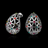 Rose Gold Platinum Plated  Earrings Stud AAA Zirconia Push Back .56" L312