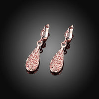 Rose Gold Platinum Plated Earrings Drop Dangle French Pierced .36" L243