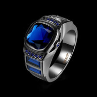 Gold Plated Black Gunmetal P Fashion Ring Blue AAA Zirconia Women Unisex B321