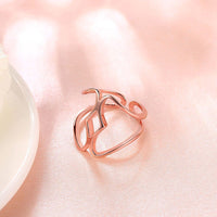 Rose Gold Platinum Plated Fashion Ring Women Open Double Line B171