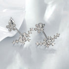 Rose Gold Platinum Plated  Earrings AAA Zirconia Push Back Flowers .72" L224
