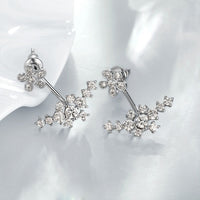 Rose Gold Platinum Plated  Earrings AAA Zirconia Push Back Flowers .72" L224