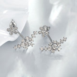 Rose Gold Platinum Plated  Earrings AAA Zirconia Push Back Flowers .72" L224