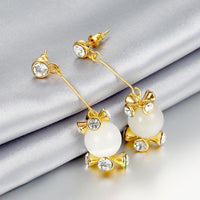 Rose Gold Plated Earrings Drop Dangle AAA Zirconia Push Back .56" L266
