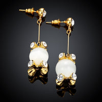 Rose Gold Plated Earrings Drop Dangle AAA Zirconia Push Back .56" L266