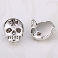 Rose Gold Platinum Plated Earrings Stud Push Back Skull .56" L316