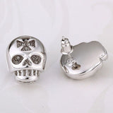 Rose Gold Platinum Plated Earrings Stud Push Back Skull .56" L316