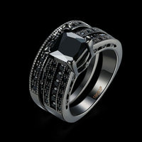 Gold Plated Black Gunmetal P Fashion Set Ring  AAA Zirconia Women B344