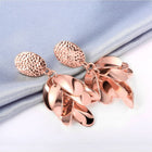 Rose Gold Plated  Earrings Drop Dangle Push Back .52" L264