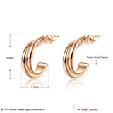 Rose Gold Platinum Plated  Earrings Stud  Push Back .8" L240