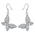 Rose Gold Platinum Plated  Earrings AAA Zirconia Fish Hook Butterfly .52 L230