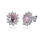 Platinum Plated Colors  Earrings Stud AAA Cubic Zirconia Push Back .48" L246