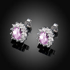 Platinum Plated Colors  Earrings Stud AAA Cubic Zirconia Push Back .48" L246