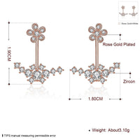 Rose Gold Platinum Plated Earrings AAA Zirconia Push Back Flowers .52" L225